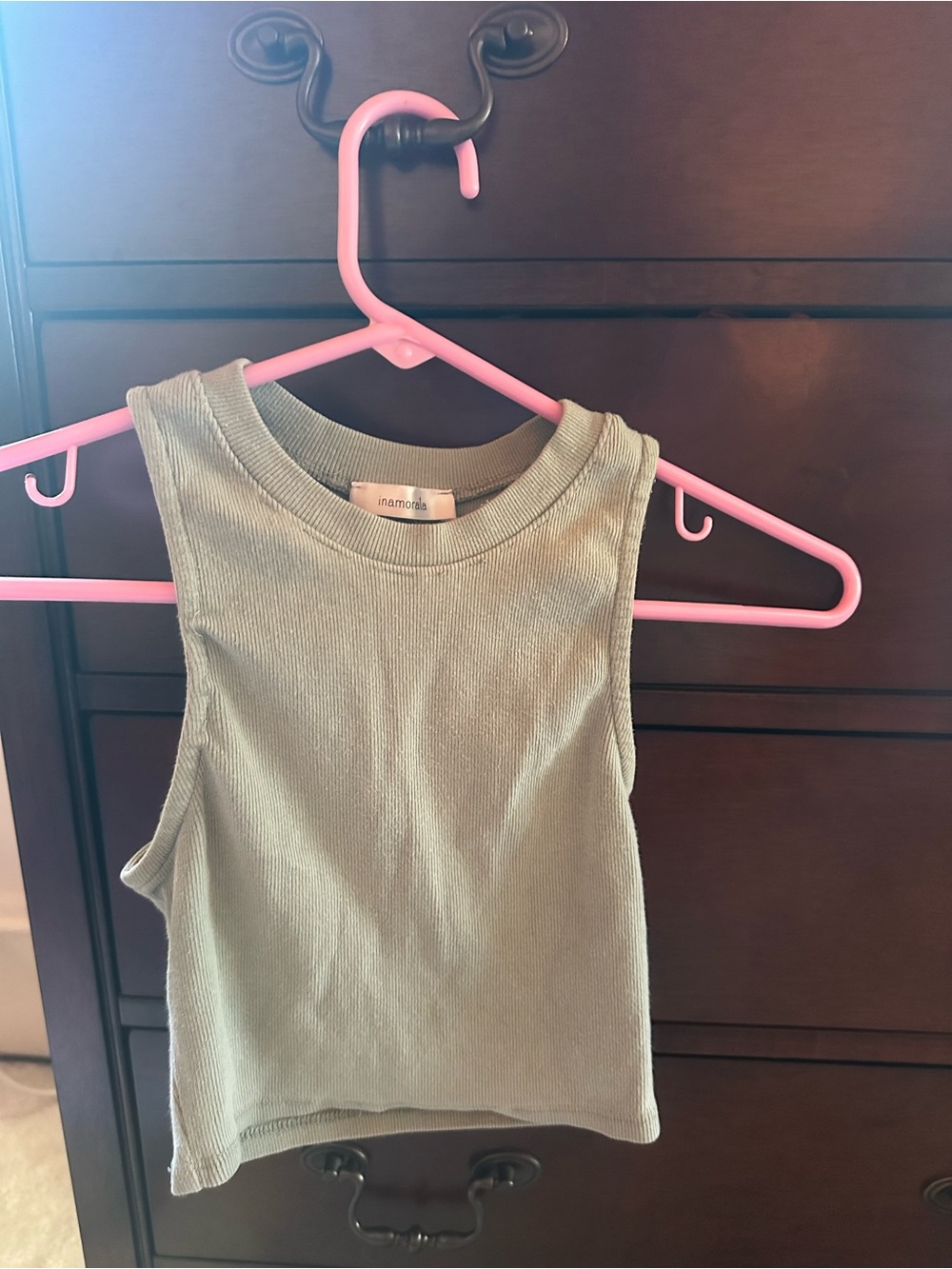 iNAMORATA Sea Foam Green Ribbed Crop Tank Top
